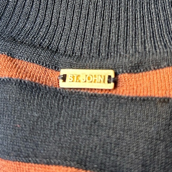 St John striped sweater mock neck sleeveless wool blend studs excellent Size M - Picture 5 of 9